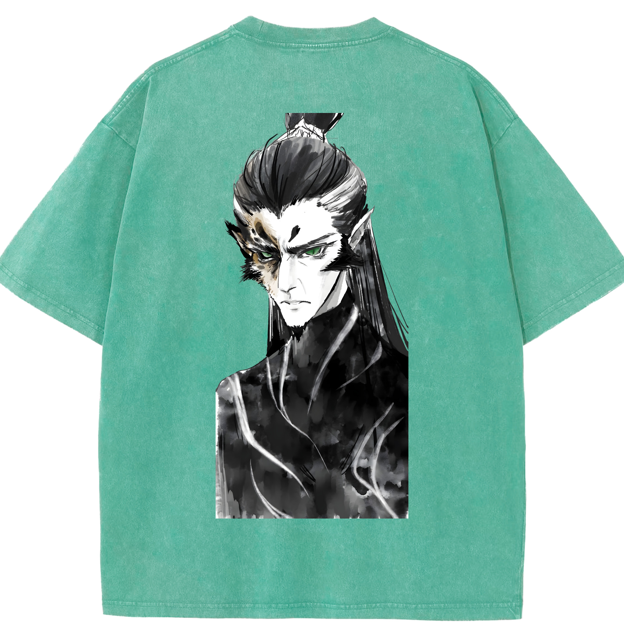 （画像用） Ne Zha 2 ナタ 魔童の大暴れ 綿100% ヴィンテージ風 半袖Tシャツ（背面プリント）